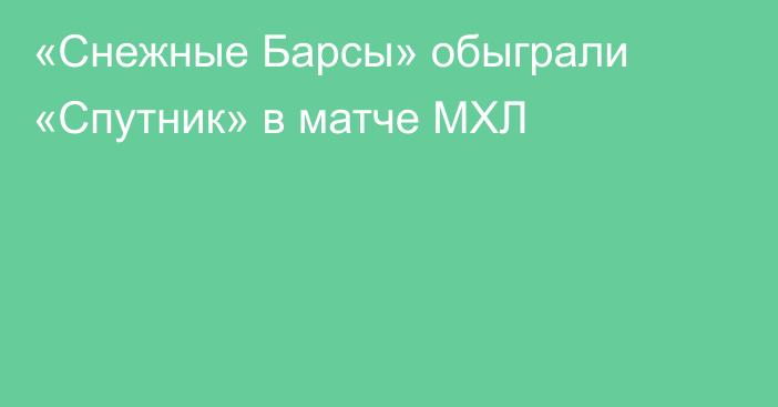 «Снежные Барсы» обыграли «Спутник» в матче МХЛ