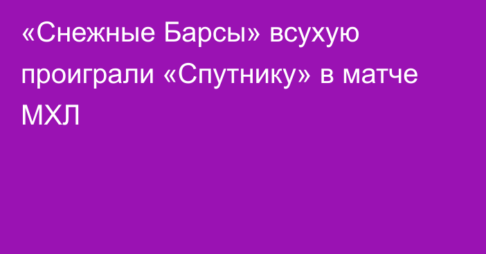 «Снежные Барсы» всухую проиграли «Спутнику» в матче МХЛ