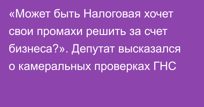 «Может быть Налоговая хочет свои промахи решить за счет бизнеса?». Депутат высказался о  камеральных проверках ГНС