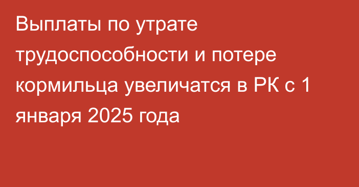 Выплаты по утрате трудоспособности и потере кормильца увеличатся в РК с 1 января 2025 года