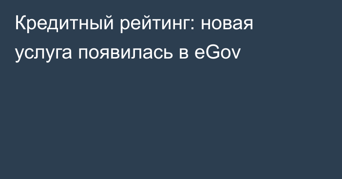 Кредитный рейтинг: новая услуга появилась в eGov