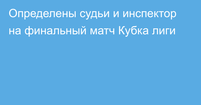 Определены судьи и инспектор на финальный матч Кубка лиги