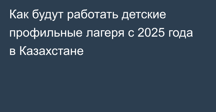 Как будут работать детские профильные лагеря с 2025 года в Казахстане