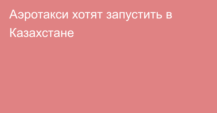 Аэротакси хотят запустить в Казахстане