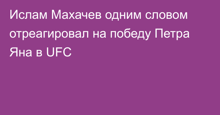 Ислам Махачев одним словом отреагировал на победу Петра Яна в UFC