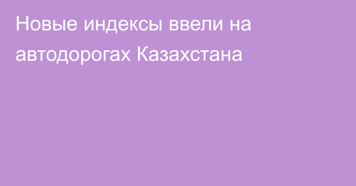 Новые индексы ввели на автодорогах Казахстана