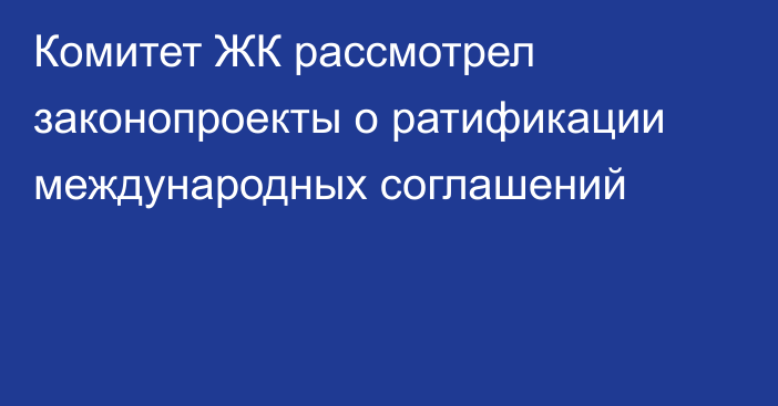 Комитет ЖК рассмотрел законопроекты о ратификации международных соглашений