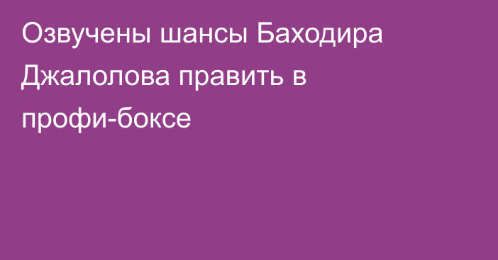 Озвучены шансы Баходира Джалолова править в профи-боксе