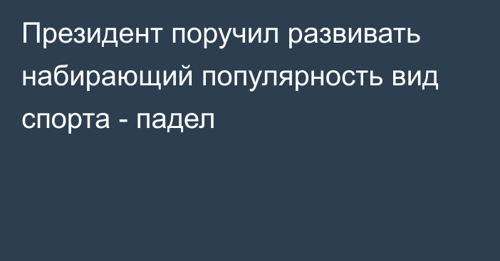 Президент поручил развивать набирающий популярность вид спорта - падел