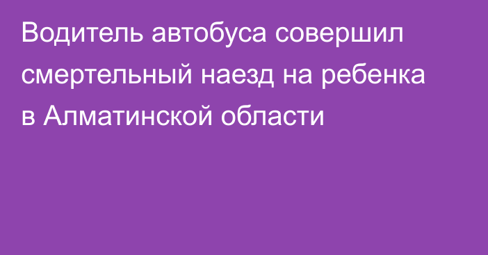 Водитель автобуса совершил смертельный наезд на ребенка в Алматинской области