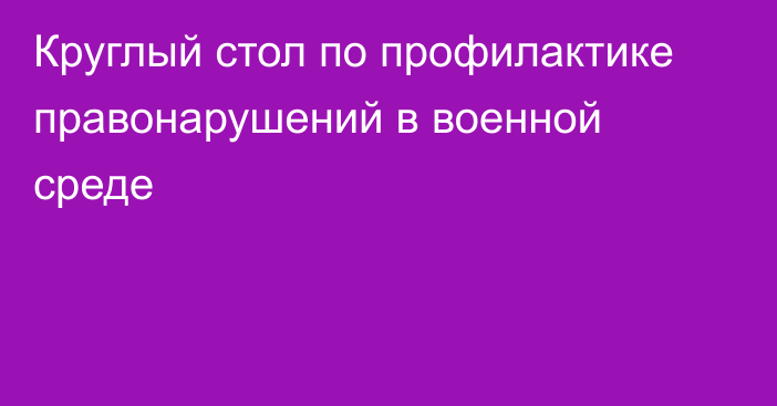 Круглый стол по профилактике правонарушений в военной среде