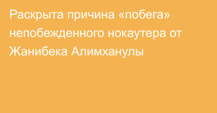 Раскрыта причина «побега» непобежденного нокаутера от Жанибека Алимханулы