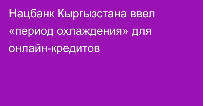 Нацбанк Кыргызстана ввел «период охлаждения» для онлайн-кредитов