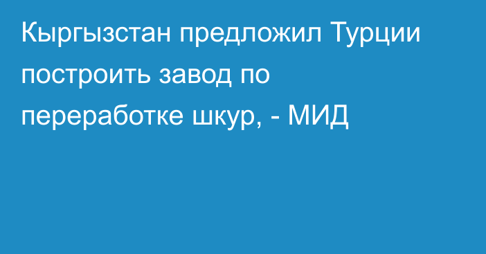 Кыргызстан предложил Турции построить завод по переработке шкур, - МИД