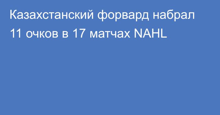 Казахстанский форвард набрал 11 очков в 17 матчах NAHL