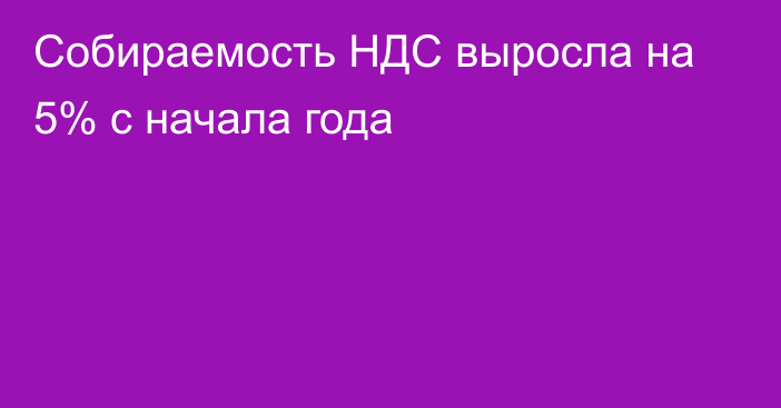 Собираемость НДС выросла на 5% с начала года