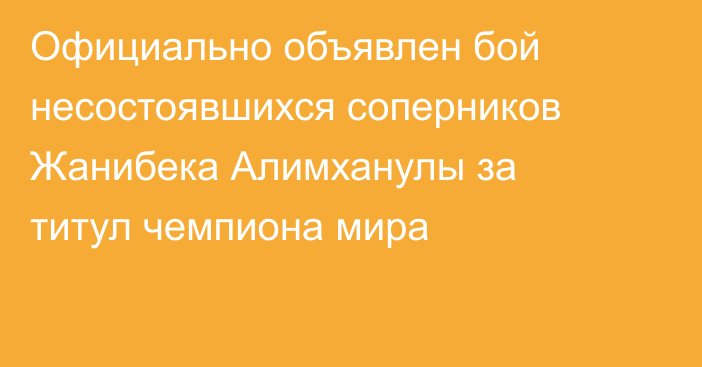 Официально объявлен бой несостоявшихся соперников Жанибека Алимханулы за титул чемпиона мира