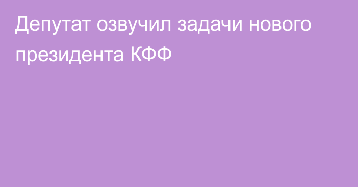 Депутат  озвучил задачи нового президента КФФ