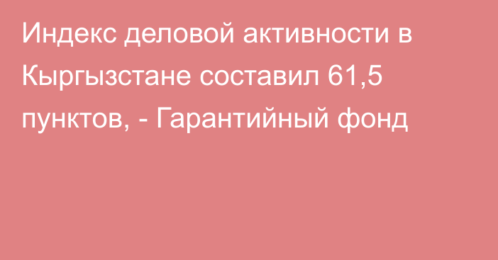 Индекс деловой активности в Кыргызстане составил 61,5 пунктов, - Гарантийный фонд