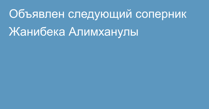 Объявлен следующий соперник Жанибека Алимханулы