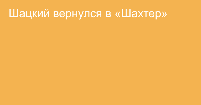 Шацкий вернулся в «Шахтер»