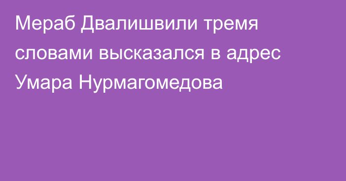 Мераб Двалишвили тремя словами высказался в адрес Умара Нурмагомедова