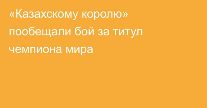 «Казахскому королю» пообещали бой за титул чемпиона мира