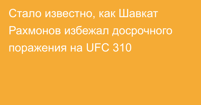 Стало известно, как Шавкат Рахмонов избежал досрочного поражения на UFC 310