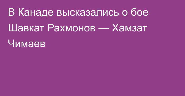 В Канаде высказались о бое Шавкат Рахмонов — Хамзат Чимаев