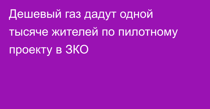 Дешевый газ дадут одной тысяче жителей по пилотному проекту в ЗКО