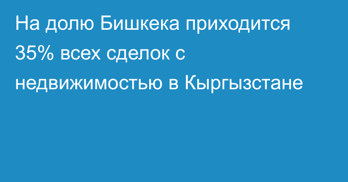 На долю Бишкека приходится 35% всех сделок с недвижимостью в Кыргызстане 