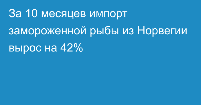 За 10 месяцев импорт замороженной рыбы из Норвегии вырос на 42%