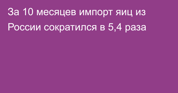 За 10 месяцев импорт яиц из России сократился в 5,4 раза