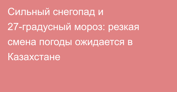 Сильный снегопад и 27-градусный мороз: резкая смена погоды ожидается в Казахстане