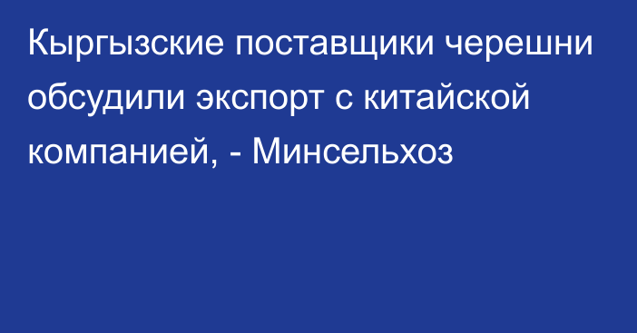 Кыргызские поставщики черешни обсудили экспорт с китайской компанией, - Минсельхоз