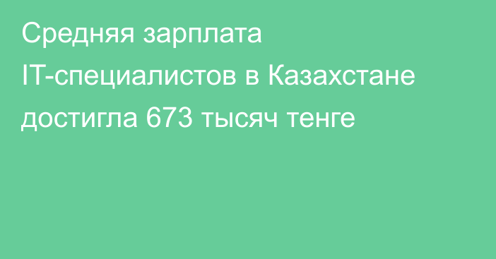 Средняя зарплата IT-специалистов в Казахстане достигла 673 тысяч тенге