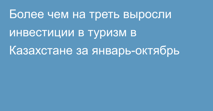 Более чем на треть выросли инвестиции в туризм в Казахстане за январь-октябрь