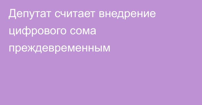 Депутат считает внедрение цифрового сома преждевременным