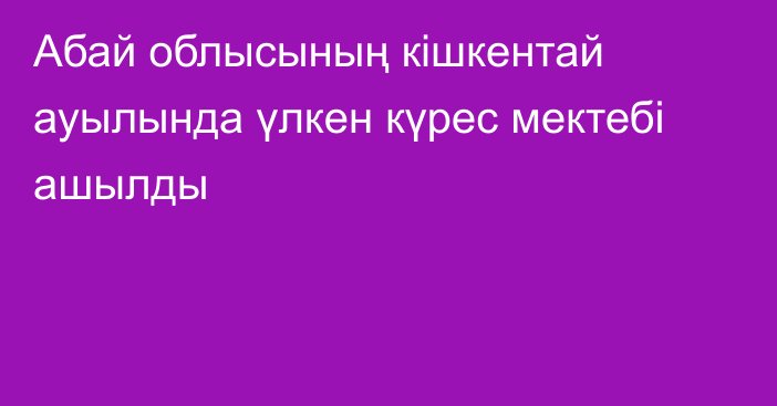 Абай облысының кішкентай ауылында үлкен күрес мектебі ашылды