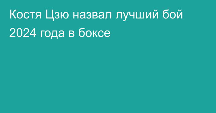 Костя Цзю назвал лучший бой 2024 года в боксе