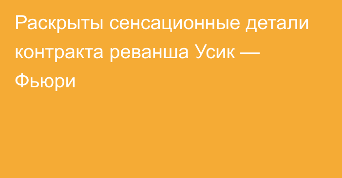 Раскрыты сенсационные детали контракта реванша Усик — Фьюри