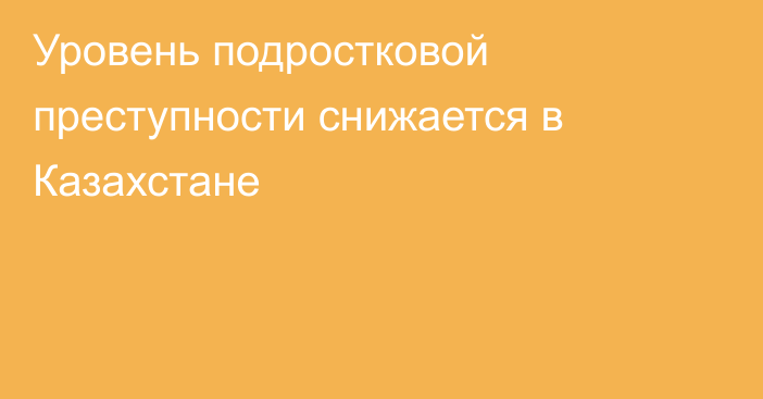 Уровень подростковой преступности снижается в Казахстане