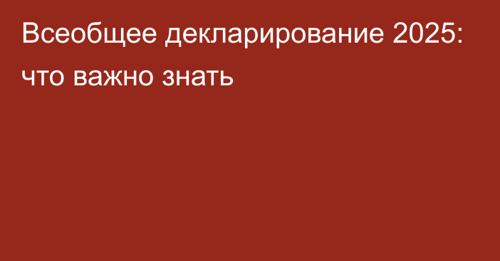 Всеобщее декларирование 2025: что важно знать