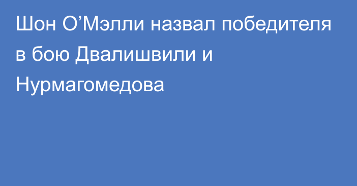 Шон О’Мэлли назвал победителя в бою Двалишвили и Нурмагомедова