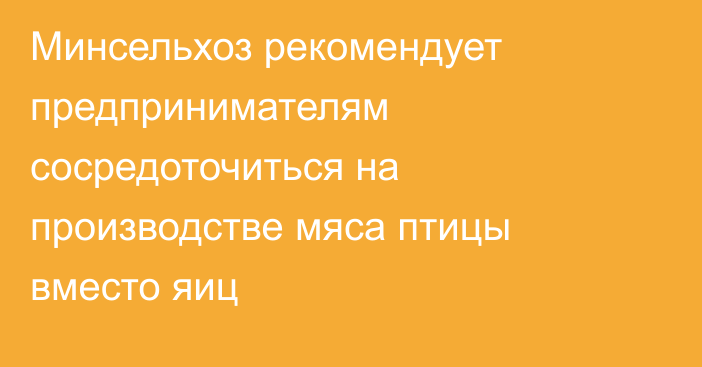 Минсельхоз рекомендует предпринимателям сосредоточиться на производстве мяса птицы вместо яиц