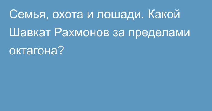 Семья, охота и лошади. Какой Шавкат Рахмонов за пределами октагона?