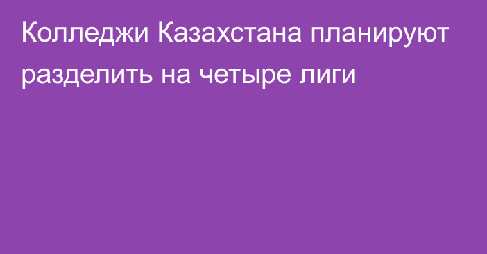 Колледжи Казахстана планируют разделить на четыре лиги