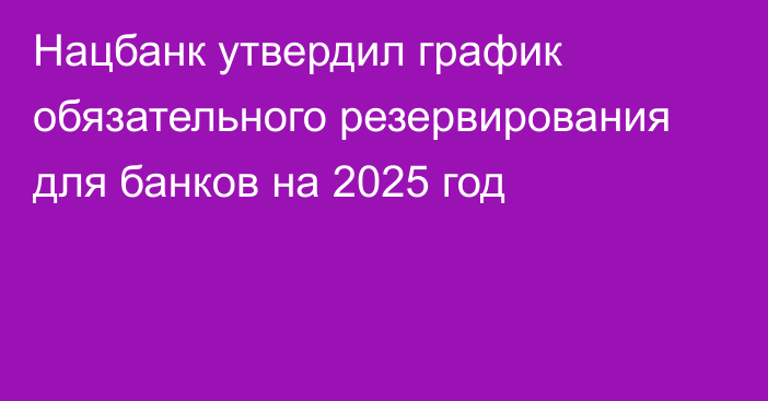 Нацбанк утвердил график обязательного резервирования для банков на 2025 год