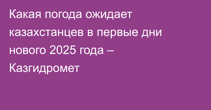 Какая погода ожидает казахстанцев в первые дни нового 2025 года – Казгидромет