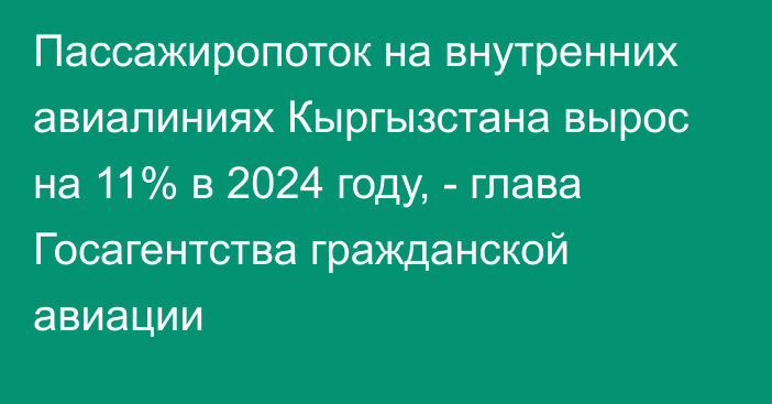 Пассажиропоток на внутренних авиалиниях Кыргызстана вырос на 11% в 2024 году, - глава Госагентства гражданской авиации